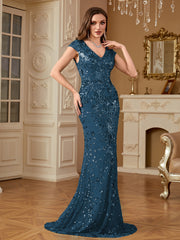 Sequin Decor Mermaid Hem Formal DressL