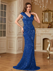 Sequin Decor Mermaid Hem Formal DressL