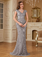 Sequin Decor Mermaid Hem Formal DressL