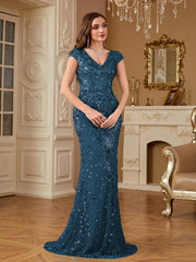 Sequin Decor Mermaid Hem Formal DressL