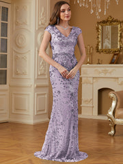 Sequin Decor Mermaid Hem Formal DressL