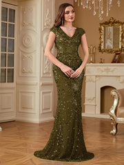Sequin Decor Mermaid Hem Formal DressL