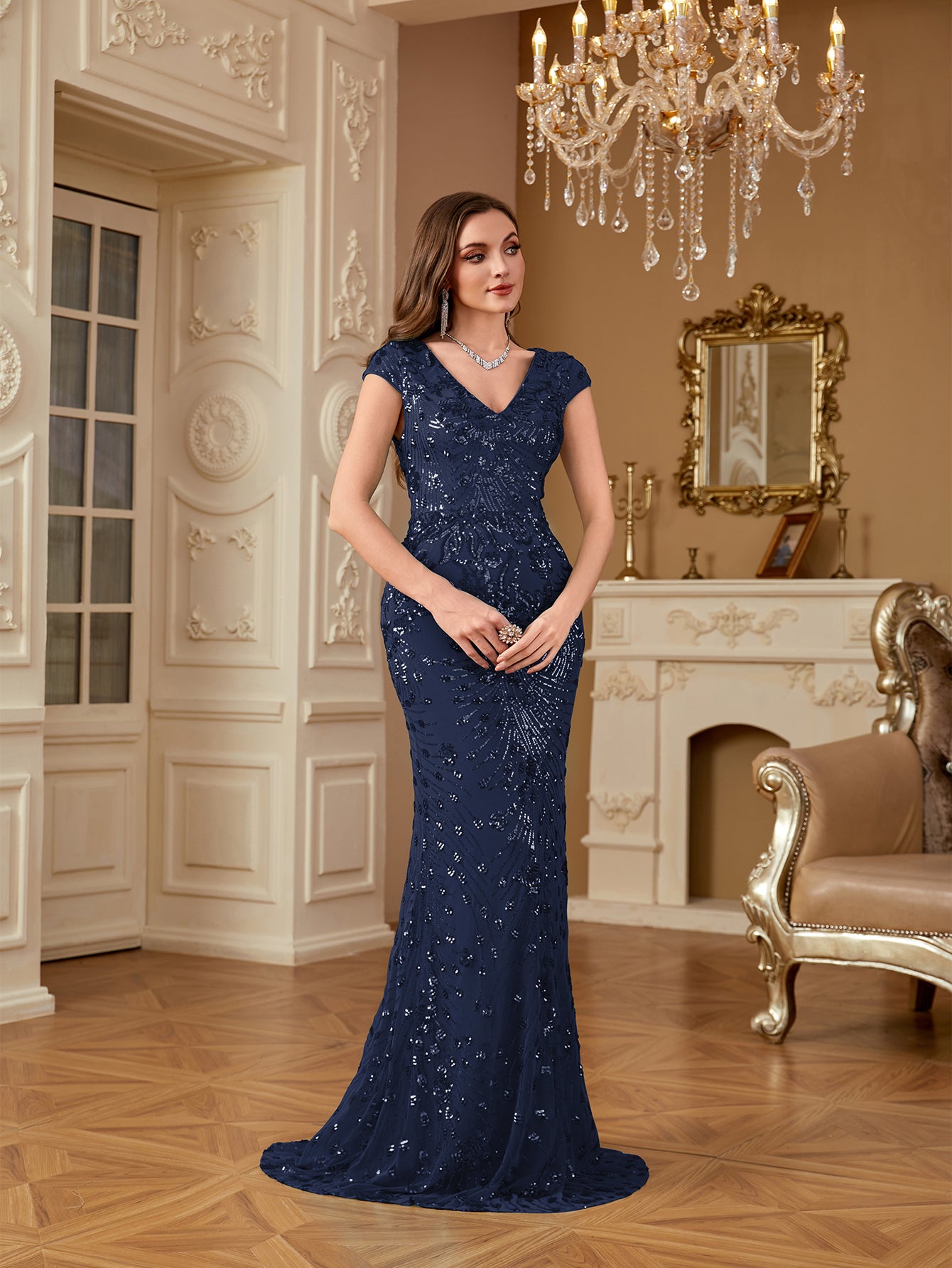 Sequin Decor Mermaid Hem Formal Dress | XUIBOL