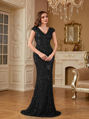 Sequin Decor Mermaid Hem Formal DressL