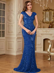 Sequin Decor Mermaid Hem Formal DressL