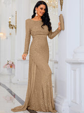 Open Back Mermaid Hem Sequin Formal Gown
