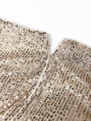 Plus Lantern Sleeve Wrap Sequin Formal Dress