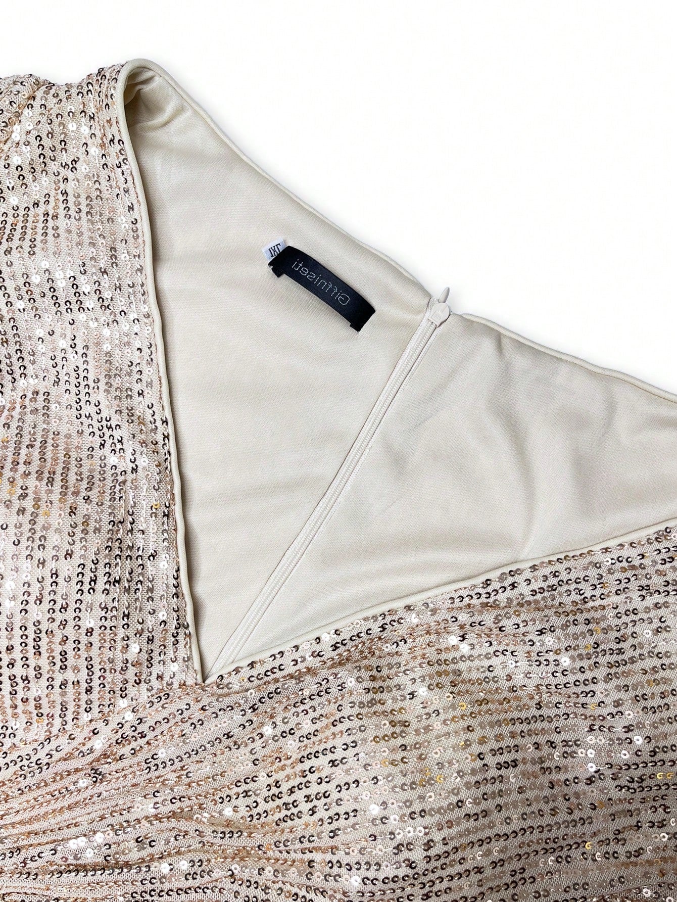 Plus Lantern Sleeve Wrap Sequin Formal Dress
