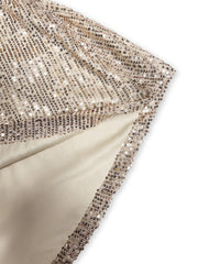 Plus Lantern Sleeve Wrap Sequin Formal Dress