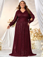 Plus Split Sleeve Sequin Formal Dress