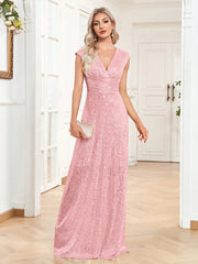 Plunging Neck Sequin Formal Dress