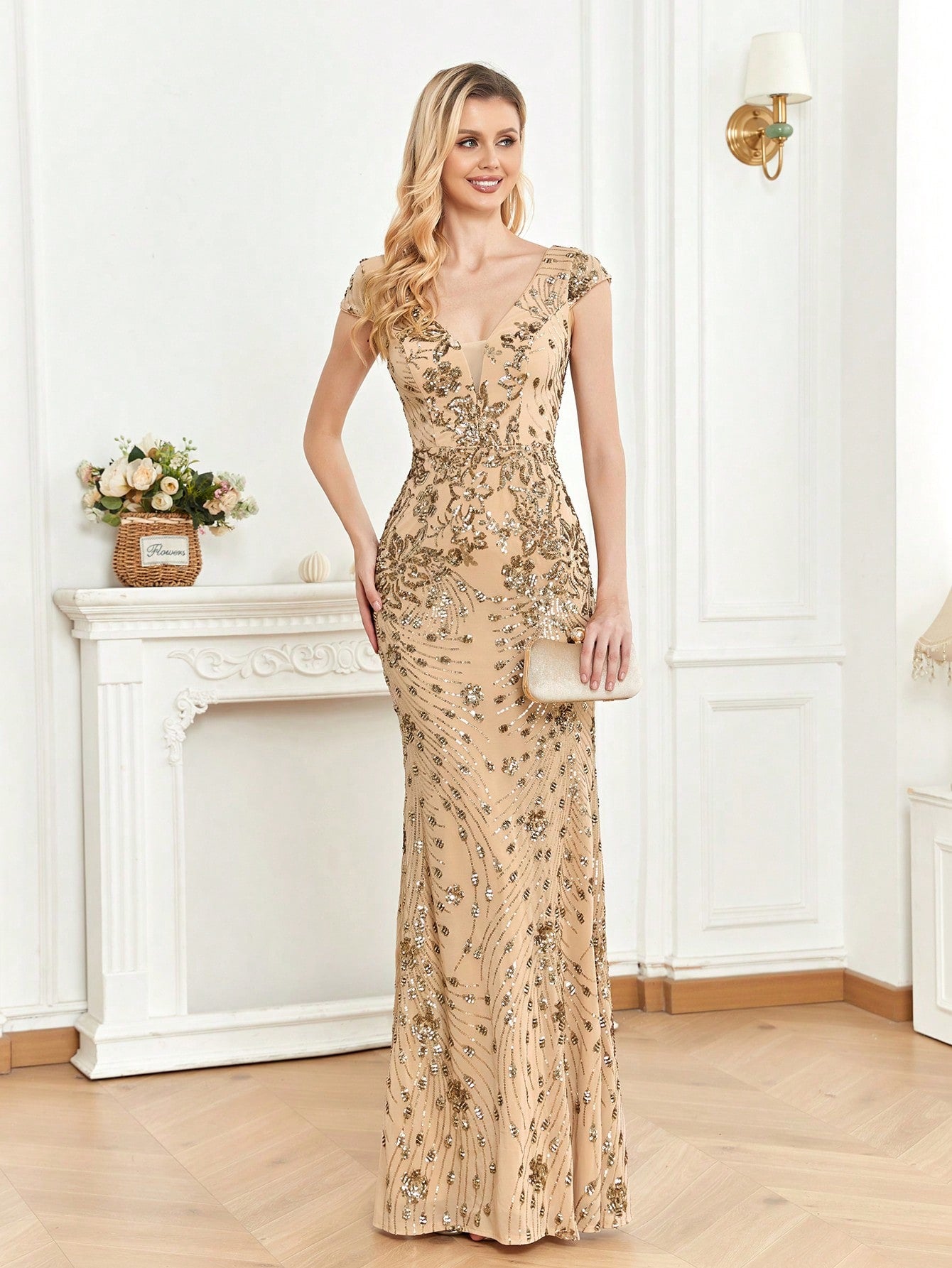 XUIBOL | Sequin Decor Mermaid Hem Formal Dress