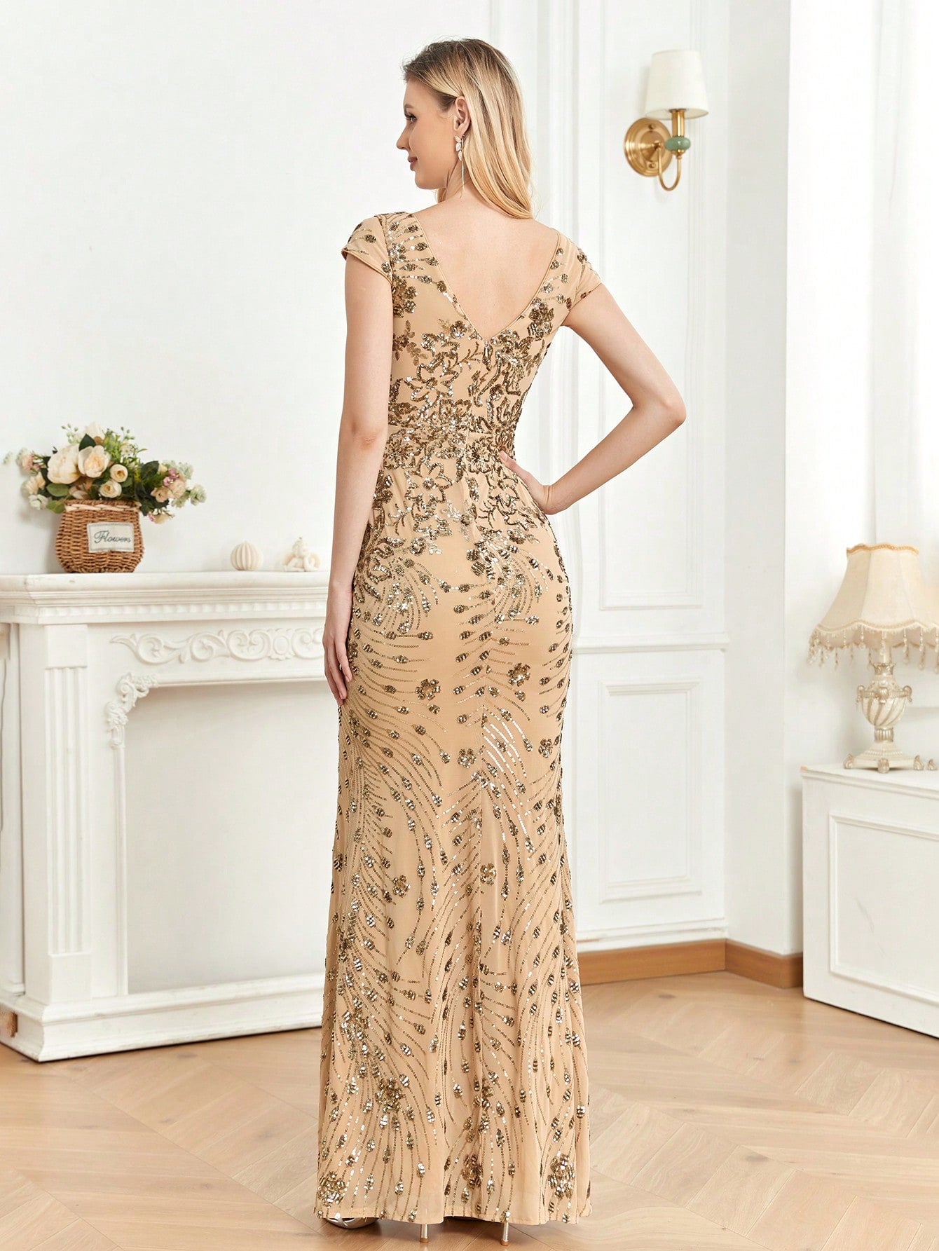 XUIBOL | Sequin Decor Mermaid Hem Formal Dress