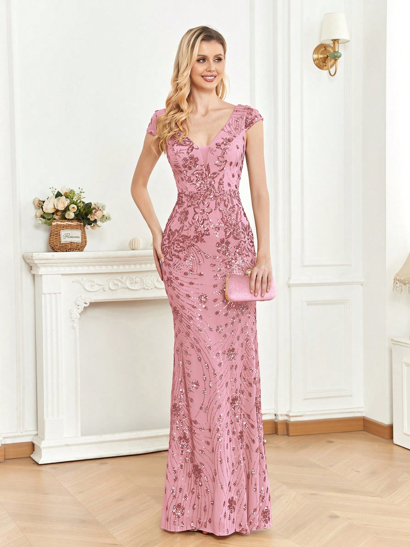 XUIBOL | Sequin Decor Mermaid Hem Formal Dress