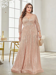 Plus Plunging Neck Sequin Party Dress