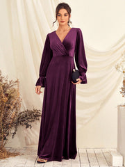 Surplice Neck Flounce Sleeve Dress