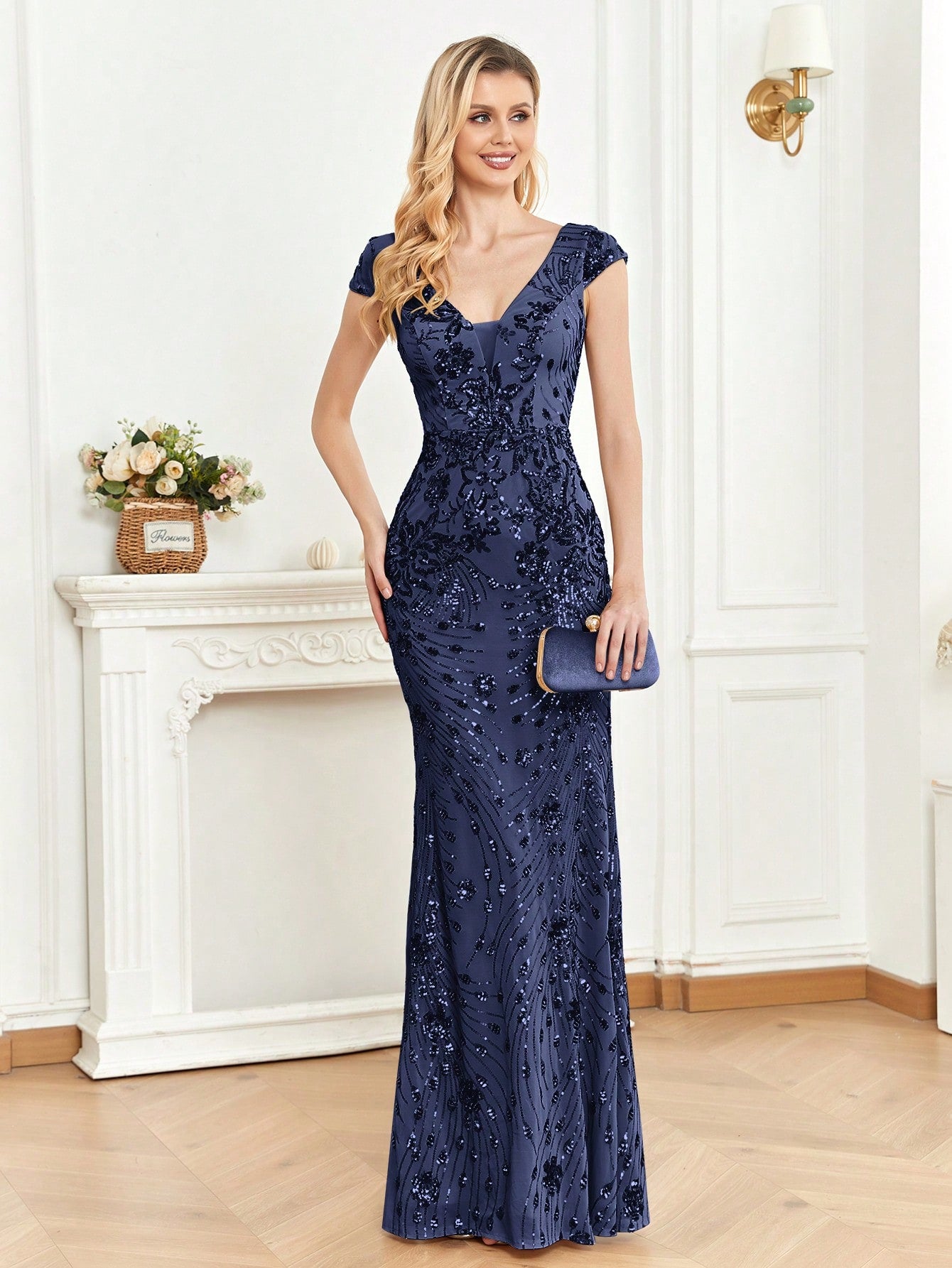 XUIBOL | Sequin Decor Mermaid Hem Formal Dress