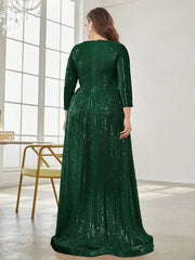Plus Plunging Neck Sequin Party Dress