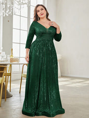 Plus Plunging Neck Sequin Party Dress