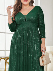 Plus Plunging Neck Sequin Party Dress