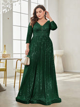 Plus Plunging Neck Sequin Party Dress