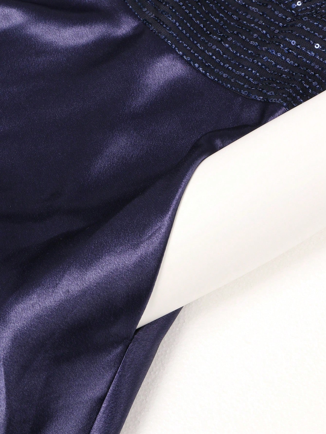 Contrast Sequin Satin Formal Dress | XUIBOL