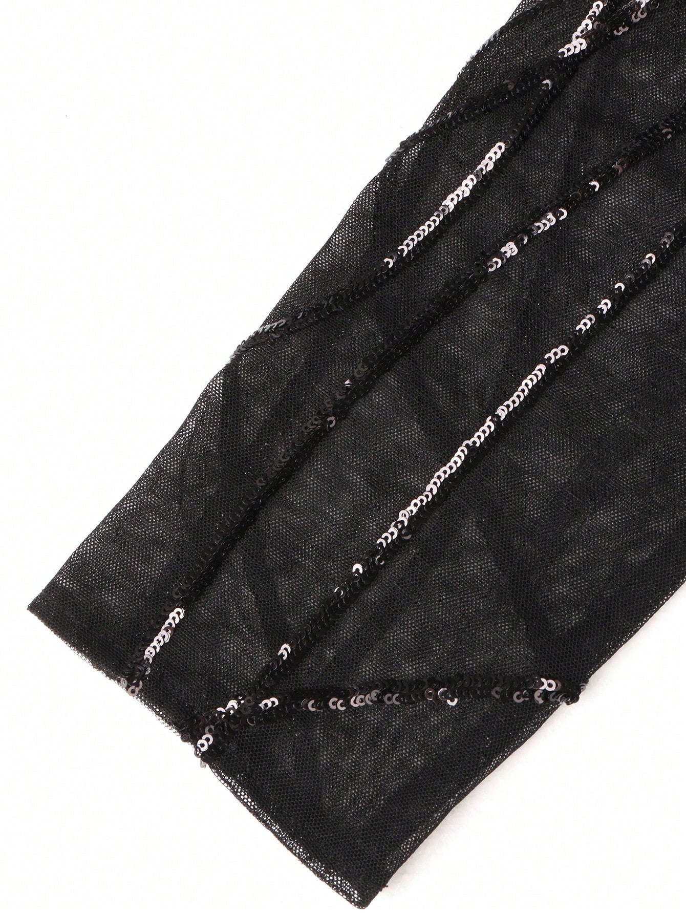 XUIBOL | Contrast Sequin Mesh Hem Party Dress