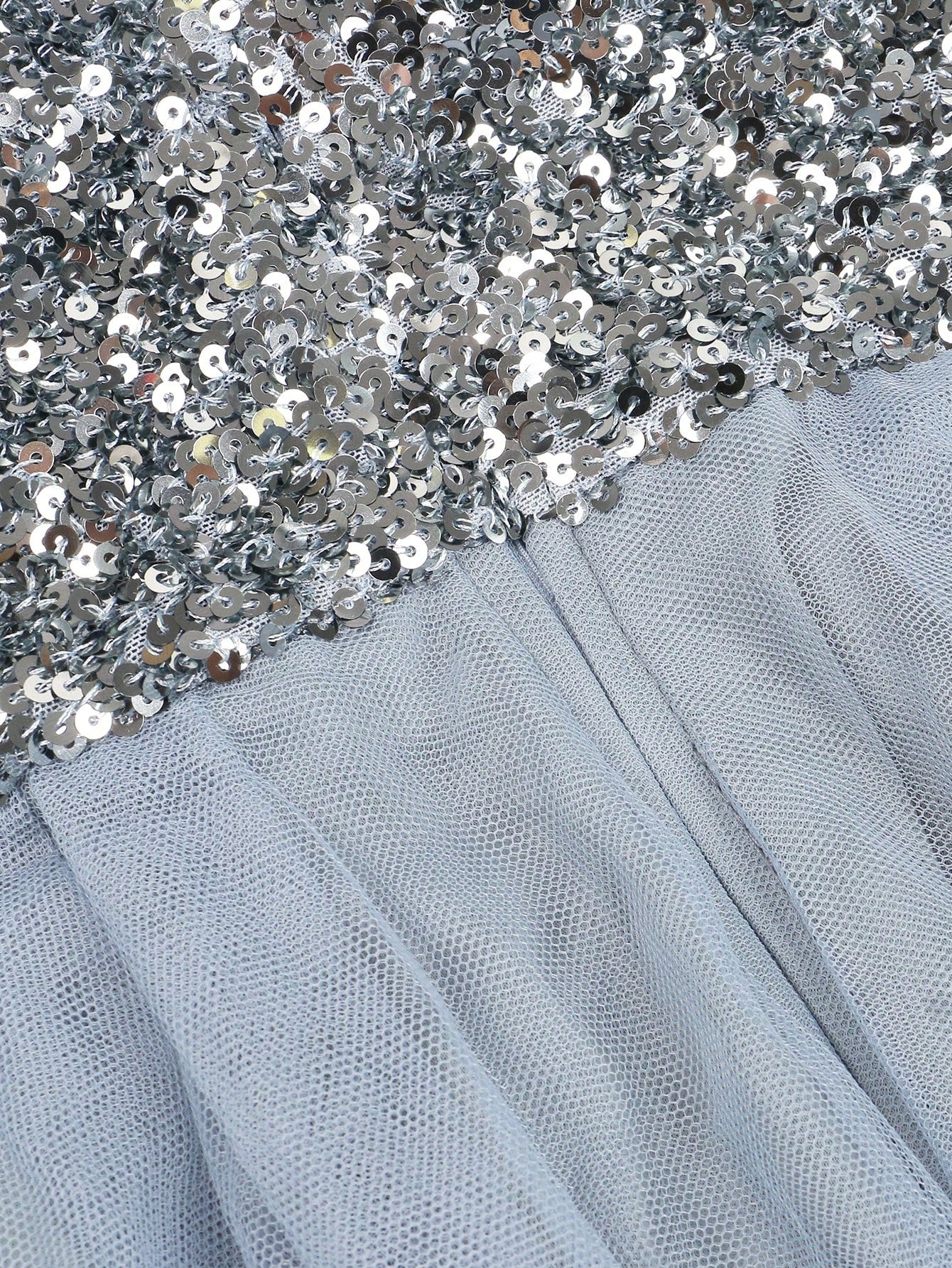 Plus Sequin Insert Mesh Overlay Formal Dress
