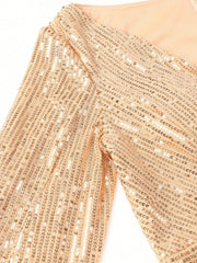 Split Sleeve Mermaid Hem Sequin Formal Dress