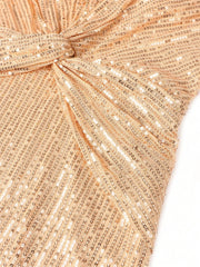 Split Sleeve Mermaid Hem Sequin Formal Dress