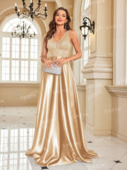 V-Neck Sleeveless Elegant Party Evening Formal Dress