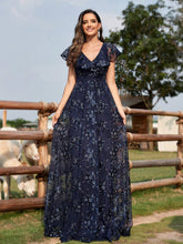 Embroidery Mesh Evening Party Dress