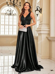 V-Neck Sleeveless Elegant Party Evening Formal Dress