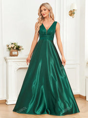 V-Neck Sleeveless Elegant Party Evening Formal Dress
