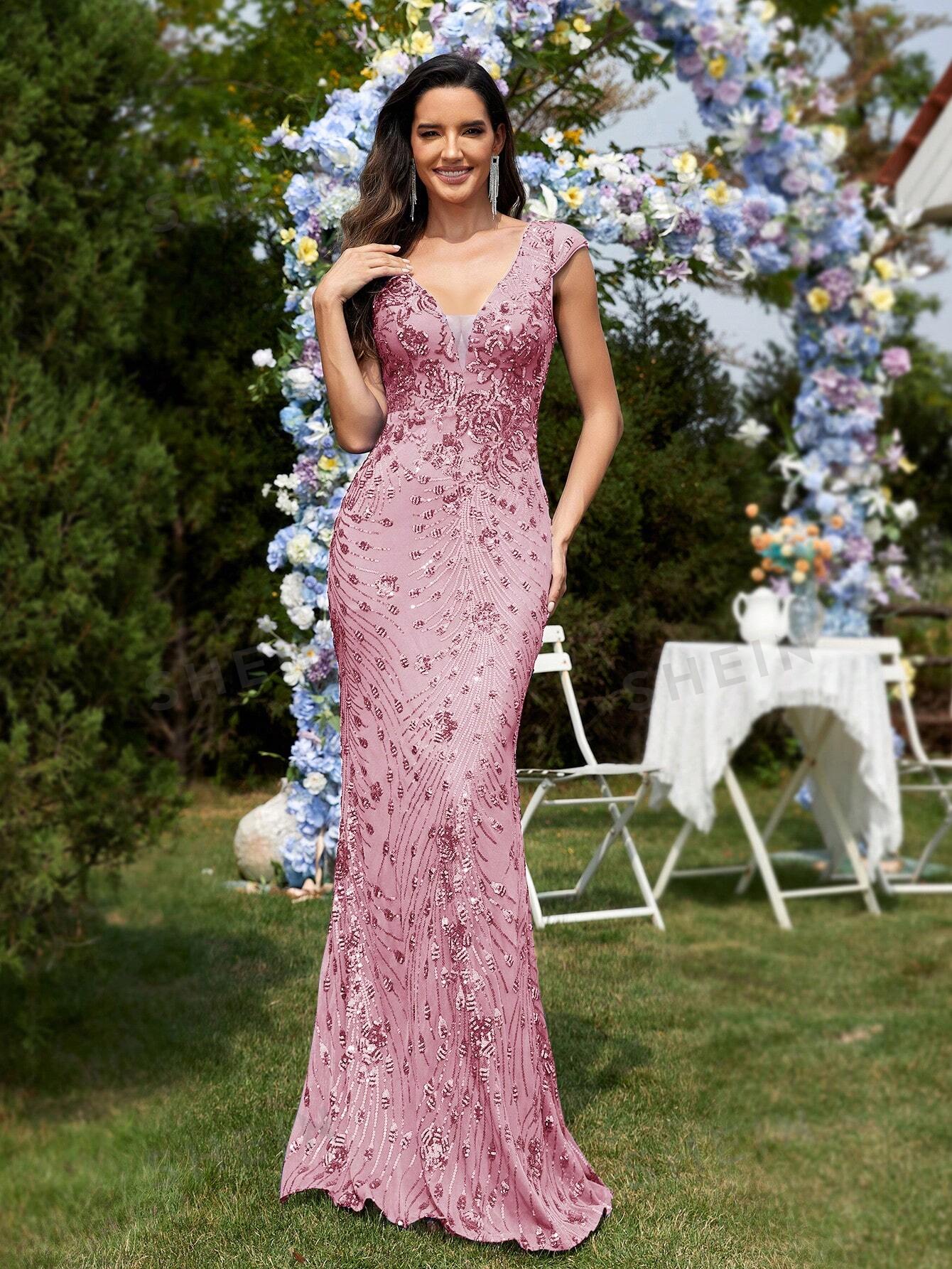 Sequin Decor Mermaid Hem Formal Dress | XUIBOL