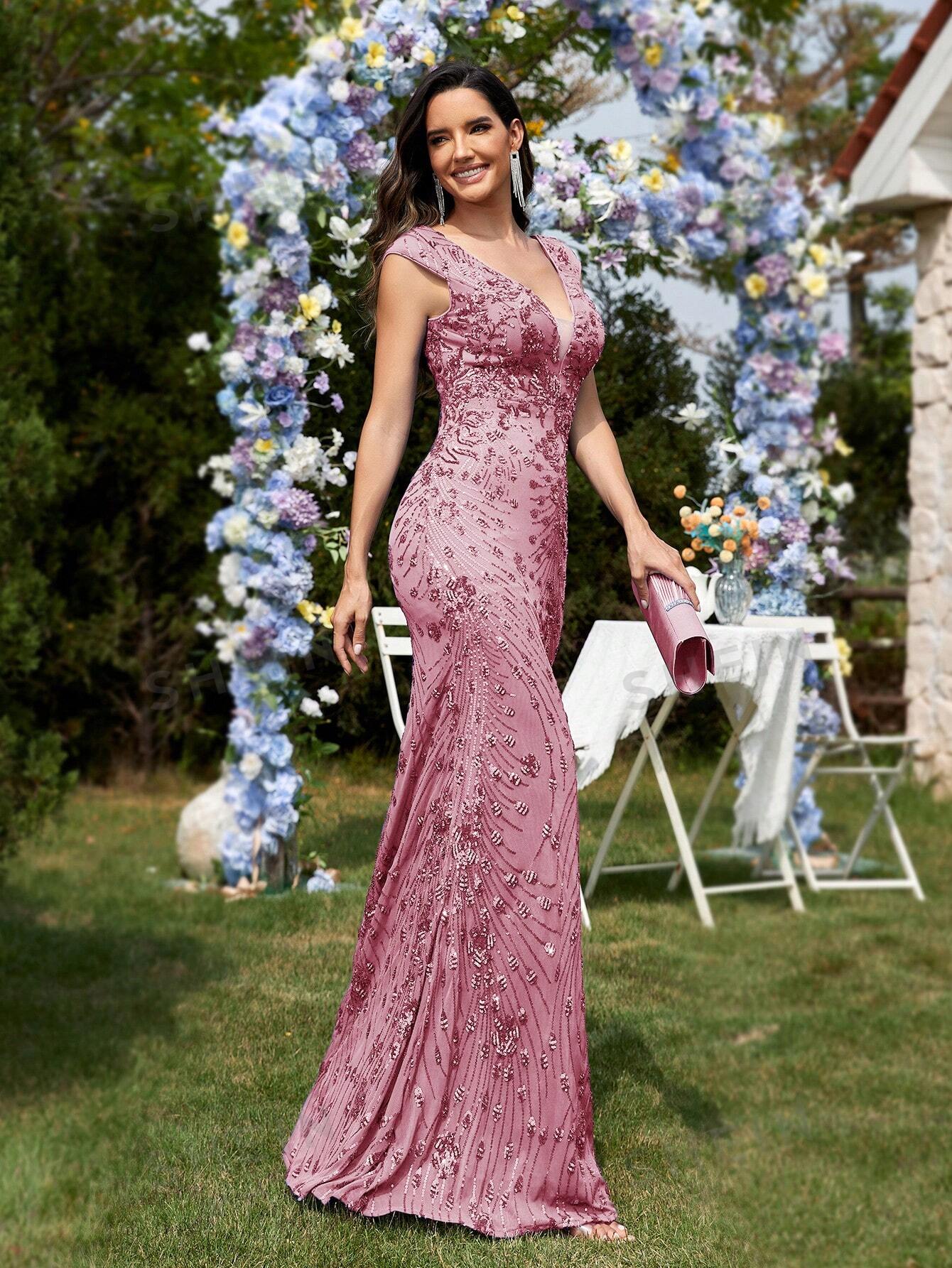 Sequin Decor Mermaid Hem Formal Dress | XUIBOL