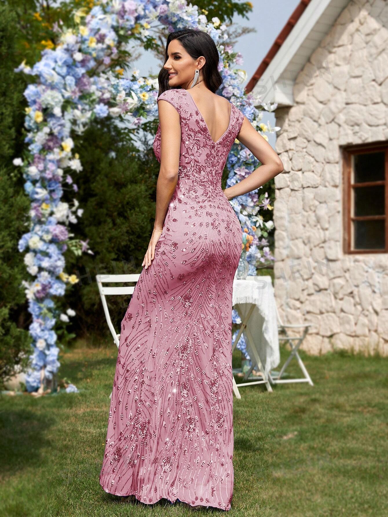 Sequin Decor Mermaid Hem Formal Dress | XUIBOL
