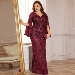 Slit Sleeve Evening Dress