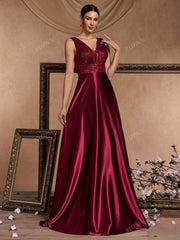 V-Neck Sleeveless Elegant Party Evening Formal Dress