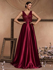 V-Neck Sleeveless Elegant Party Evening Formal Dress