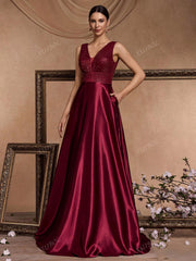 V-Neck Sleeveless Elegant Party Evening Formal Dress