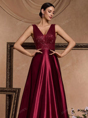 V-Neck Sleeveless Elegant Party Evening Formal Dress
