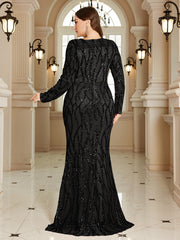 Royal Blue Lace Pocket Plus‑Size Mermaid Evening Dress