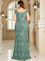 Navy Blue Floral Sequin Off‑Shoulder Sheath Maxi Gown