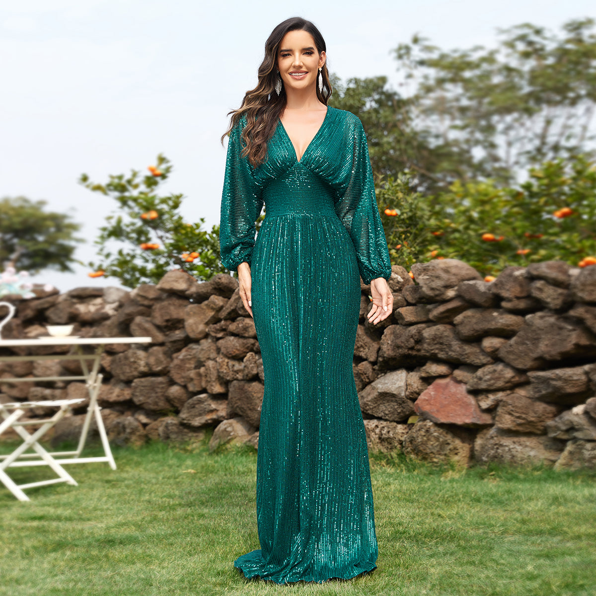 Solid Sequin Maxi Dress For Party | XUIBOL