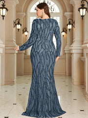 Royal Blue Lace Pocket Plus‑Size Mermaid Evening Dress