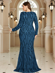 Royal Blue Lace Pocket Plus‑Size Mermaid Evening Dress