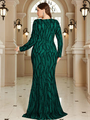 Royal Blue Lace Pocket Plus‑Size Mermaid Evening Dress