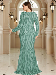 Royal Blue Lace Pocket Plus‑Size Mermaid Evening Dress