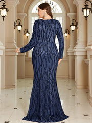 Royal Blue Lace Pocket Plus‑Size Mermaid Evening Dress